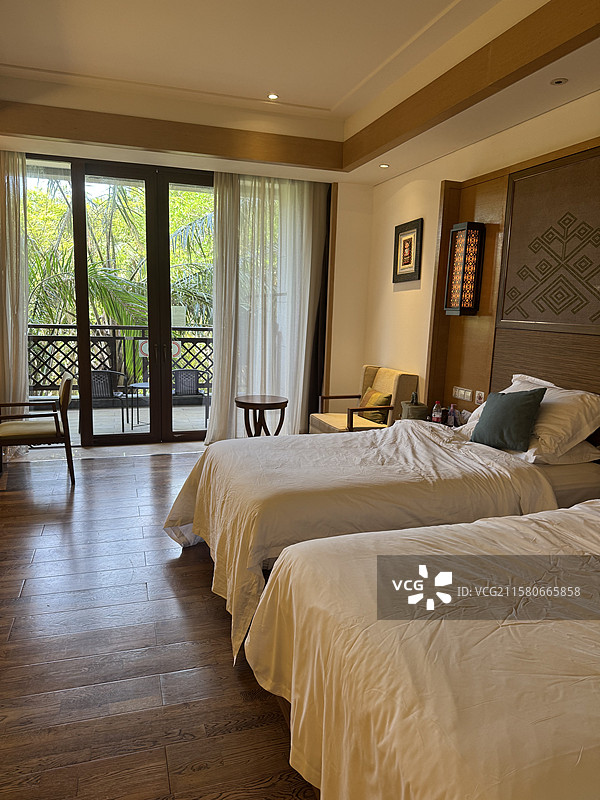 酒店房间 双床房图片素材