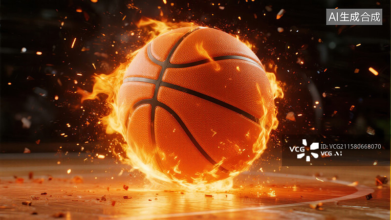 【AI数字艺术】火焰篮球的激情碰撞燃烧的篮球之魂图片素材