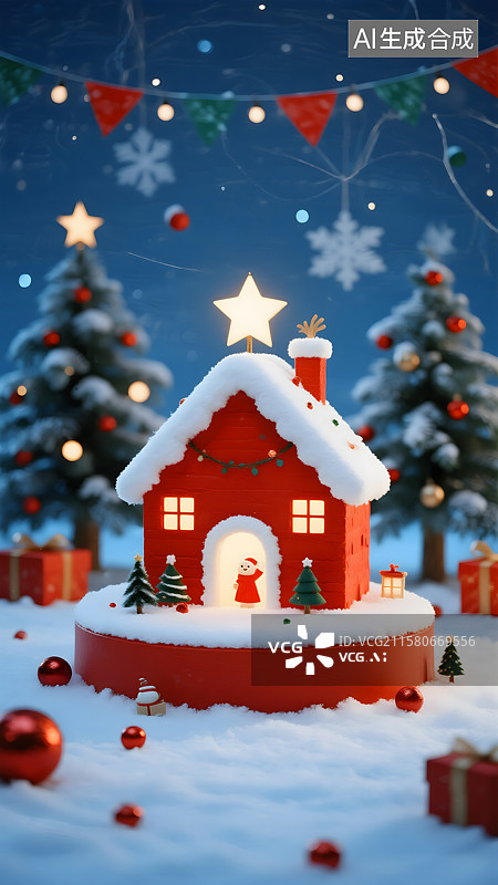 【AI数字艺术】圣诞节日的温馨边框图片素材