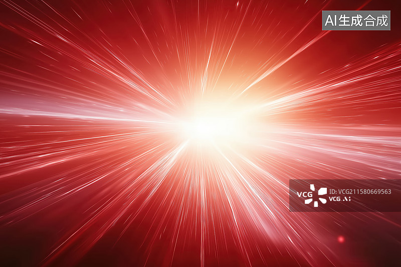 【AI数字艺术】红色光芒爆发的抽象背景图片素材