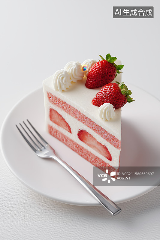 【AI数字艺术】草莓夹心蛋糕切片图片素材