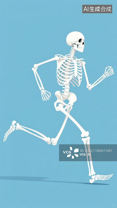 【AI数字艺术】人体骨骼骨架跑步的插画 体育运动 健身塑形 科普漫画图片素材