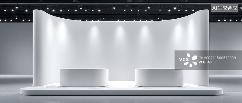 【AI数字艺术】现代简约白色舞台设计图片素材