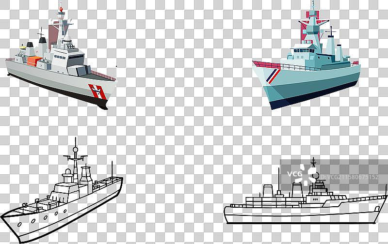 护卫舰船元素剪影图片素材