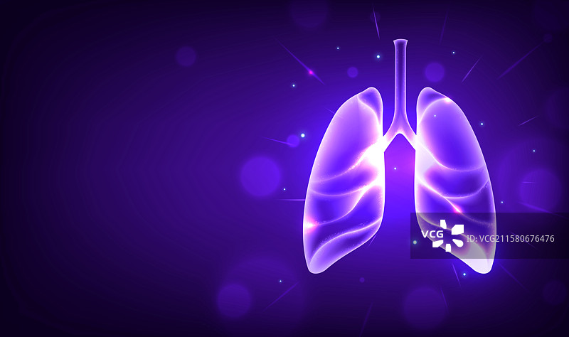 紫色科技感医疗健康插图肺部健康图片素材