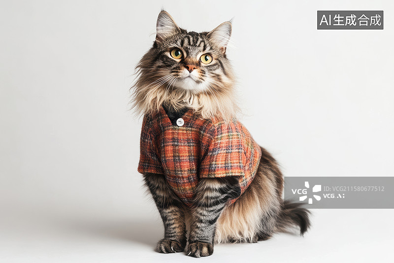 【AI数字艺术】穿衣服的长毛猫图片素材