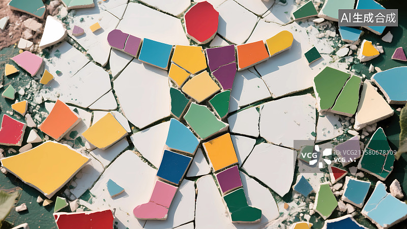 【AI数字艺术】五彩碎片拼成的人形——环保破碎重构概念图图片素材