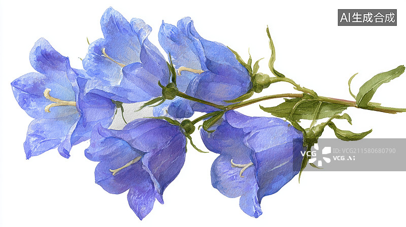 【AI数字艺术】蓝色风铃草的优雅绽放图片素材