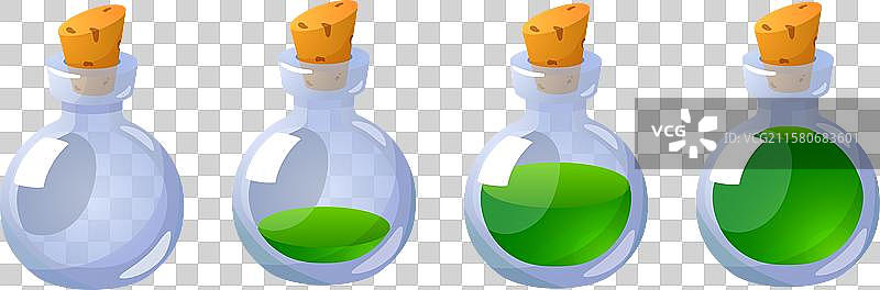 一组不同容量的封闭玻璃瓶图片素材