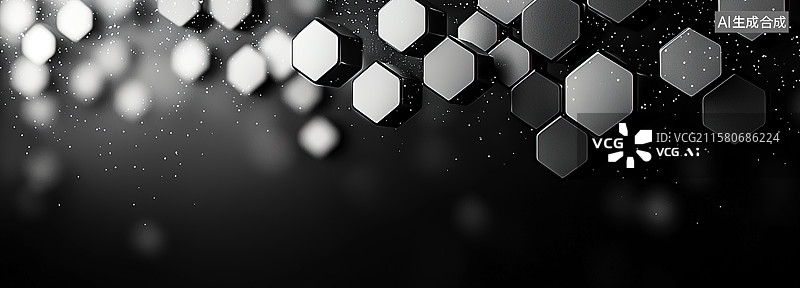 【AI数字艺术】科技感未来感几何形状灰度图背景壁纸图片素材