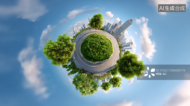 【AI数字艺术】微缩城市景观与绿色空间图片素材