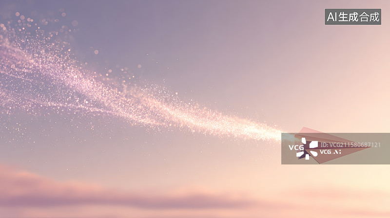 【AI数字艺术】天空中带闪烁轨迹的纸飞机图片素材