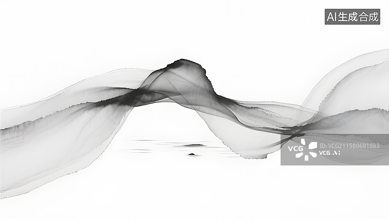 【AI数字艺术】中国水墨画--墨韵，水墨风格的墨烟，墨纱一样的抽象图案背景图片素材