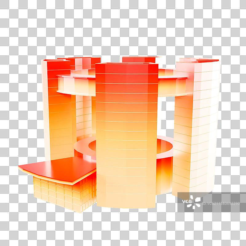 3D渲染的杭州市民中心元素杭州城市元素图片素材