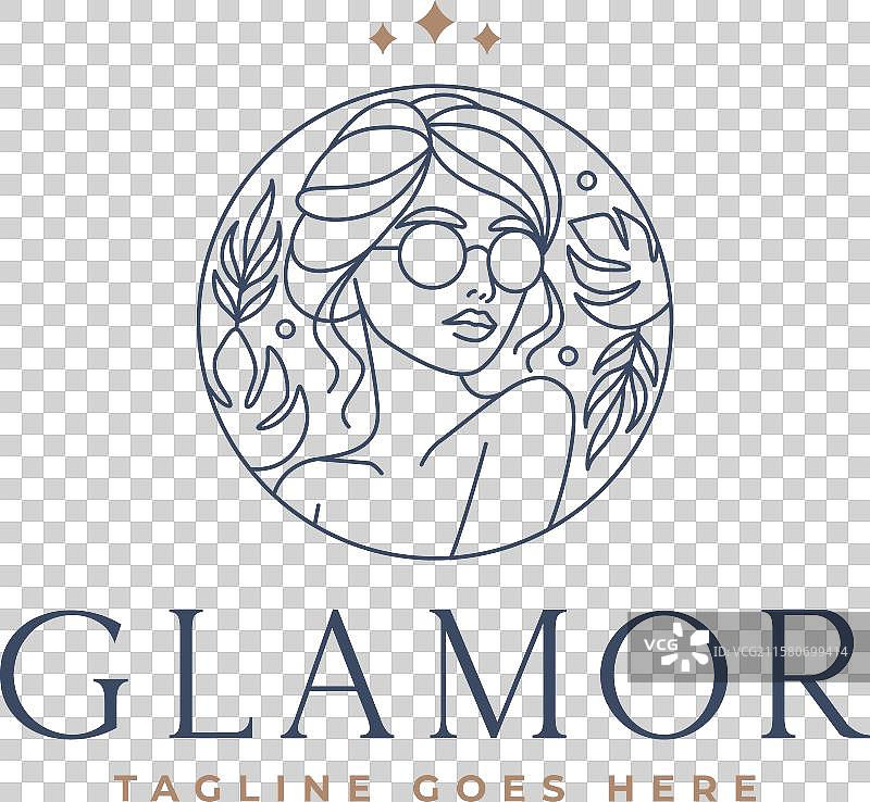 时尚logo设计中的美丽女性佩戴眼镜图片素材