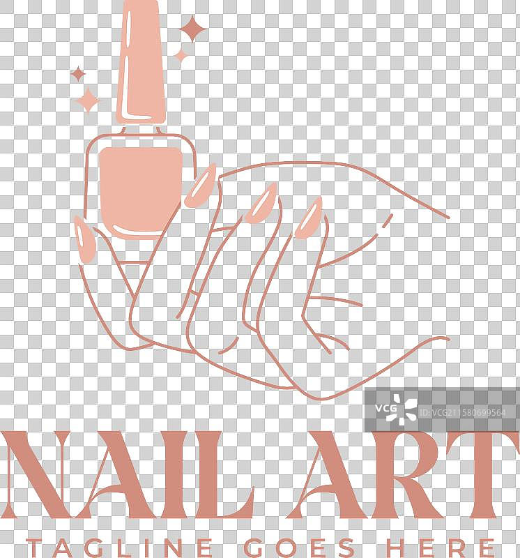 极简女性修剪整齐的手线条艺术标志图片素材