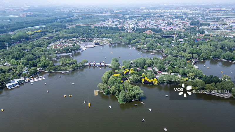 石家庄植物园航拍视频图片素材