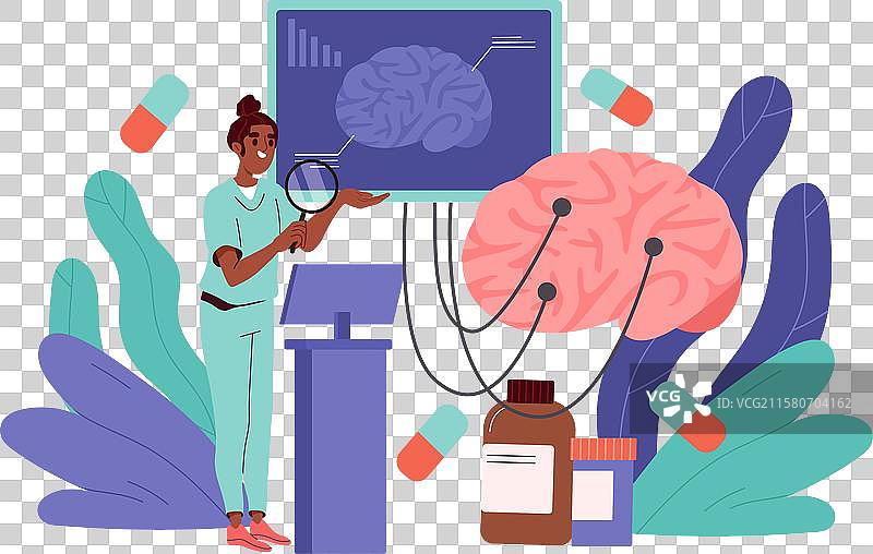 穿着医务制服的女性研究人脑图片素材