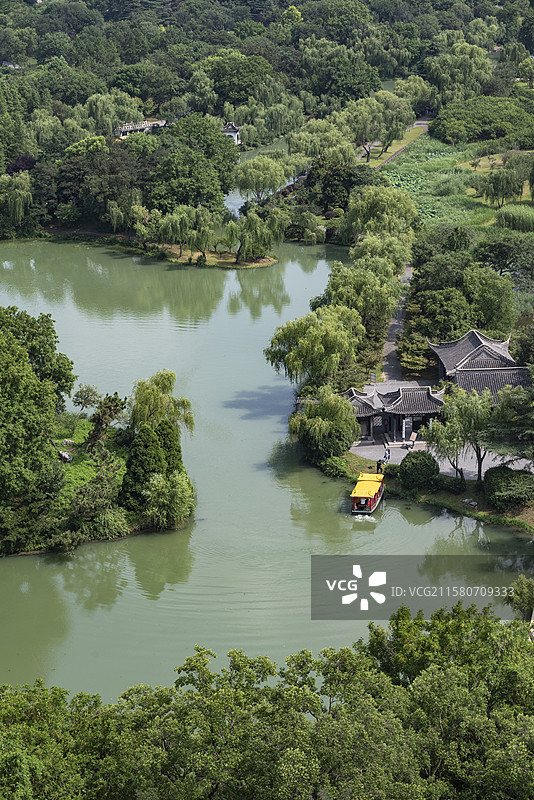 扬州大明寺栖灵塔俯瞰瘦西湖和扬州城图片素材