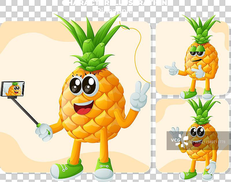 可爱的菠萝角色表现得自恋图片素材