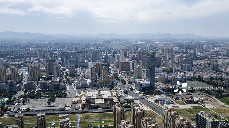 石家庄市区全景航拍图片素材