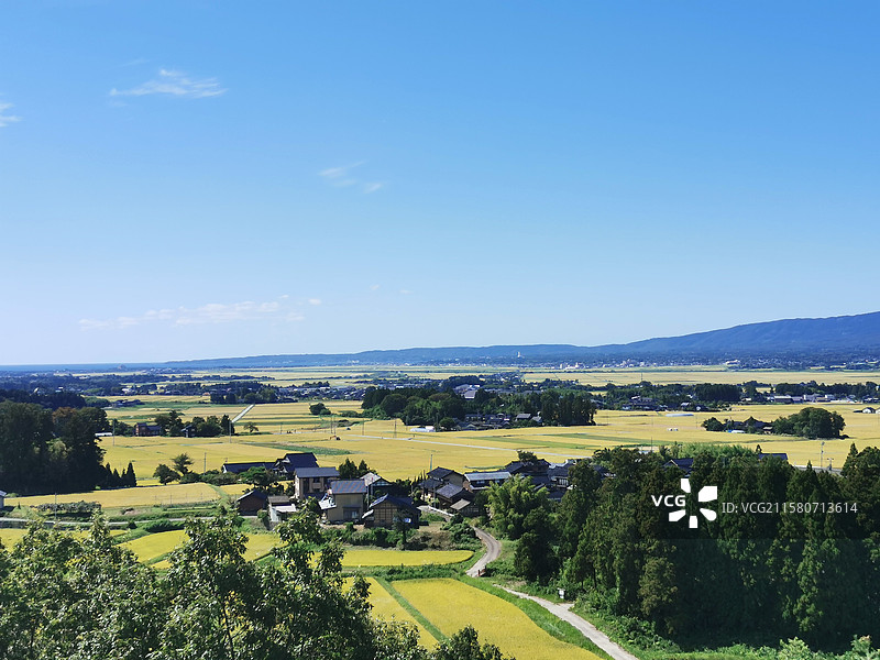 日本新泻佐渡岛风光农田图片素材