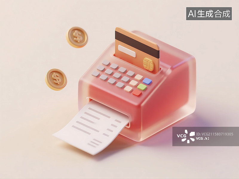 【AI数字艺术】pos机银行卡刷卡3d卡通图标图片素材