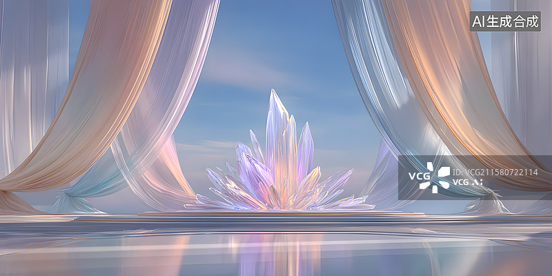 【AI数字艺术】晶簇幻境背景图片素材