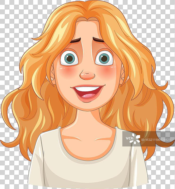 微笑的金发波浪卷女性图片素材