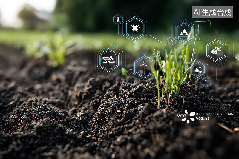 【AI数字艺术】智慧农业幼苗与科技元素融合场景图片素材