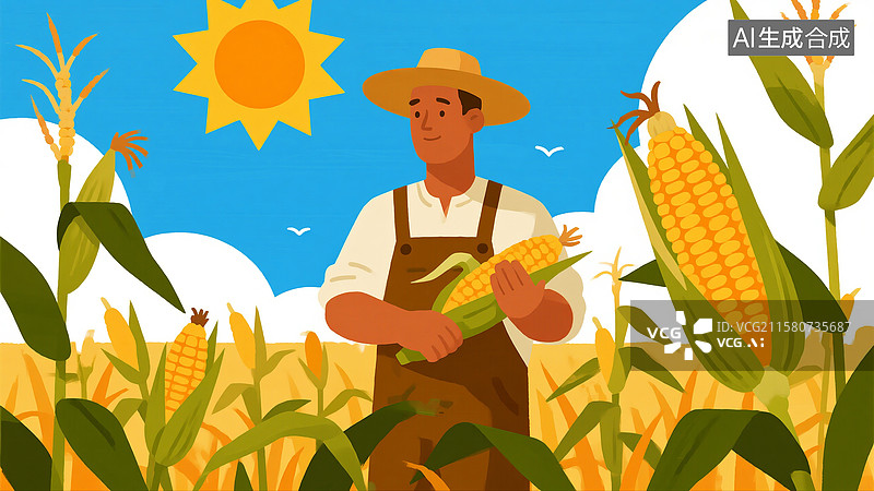 【AI数字艺术】烈日炙烤下，农民依然顶着酷暑在田间挥汗劳作。图片素材