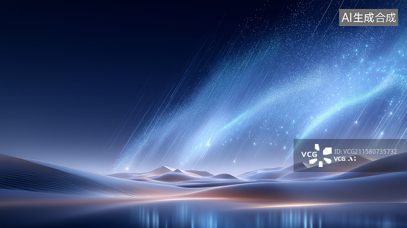 【AI数字艺术】未来科技背景——抽象沙丘与流星夜空图片素材