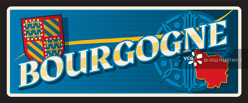 勃艮第法国地区的古老旅行牌照图片素材