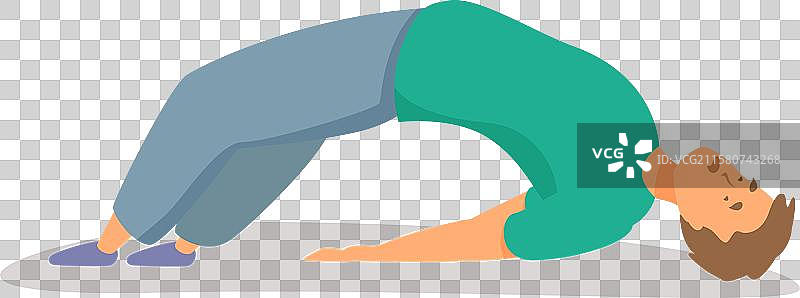 年轻男子在锻炼时做桥式运动图片素材