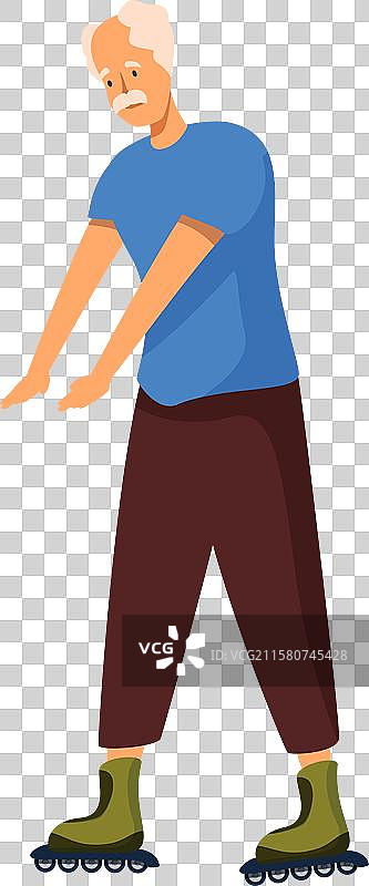 老年人滑旱冰保持平衡图片素材