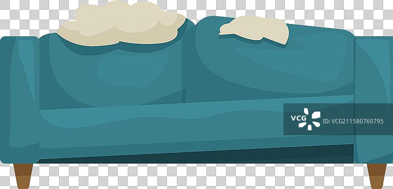 破旧的沙发，破损的 upholstery，概念是图片素材