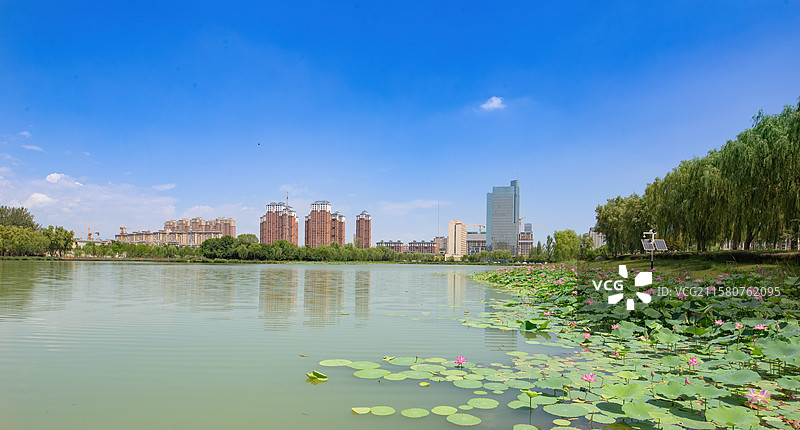 宁夏银川华雁湖夏日美景图片素材