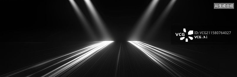 【AI数字艺术】光束交汇的黑暗空间图片素材