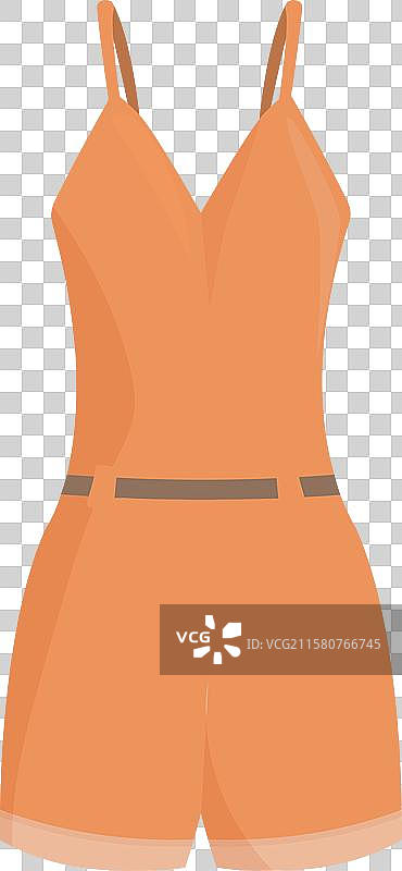 展示夏季时尚的橙色连体裤配腰带图片素材