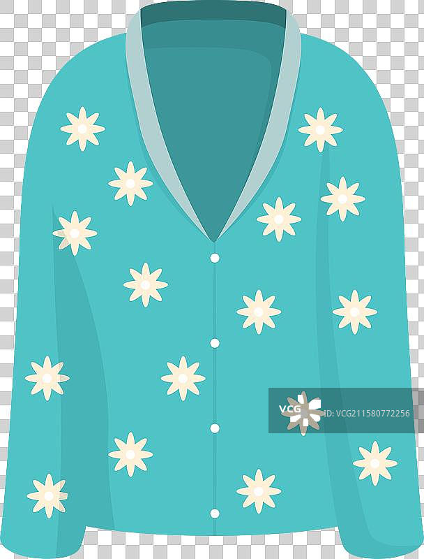 时尚的蓝绿色花卉印花上衣图片素材