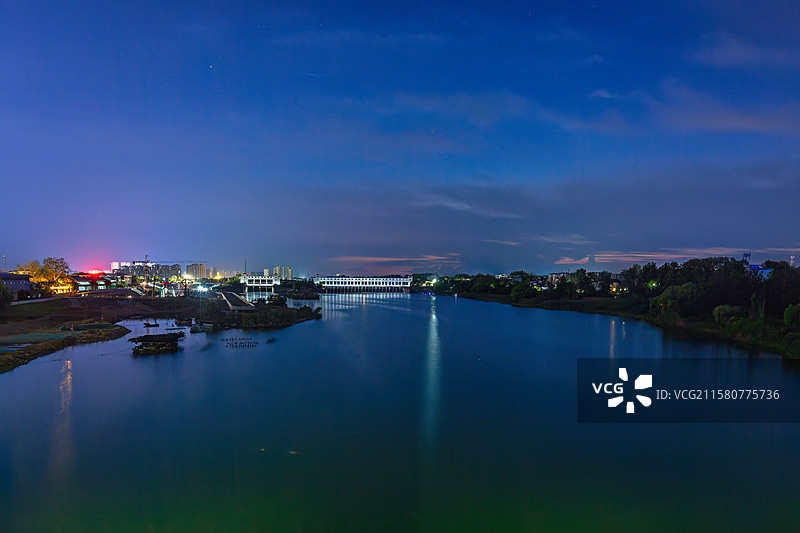 夏夜涡河光影+安徽亳州涡阳图片素材