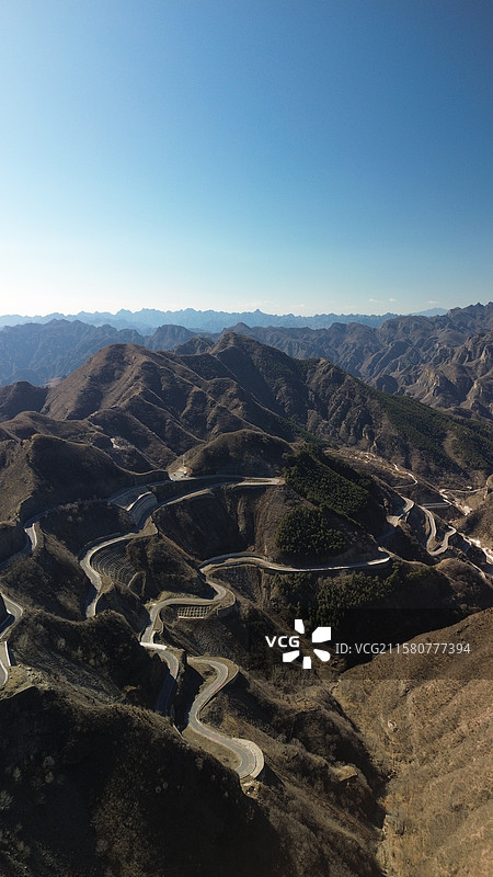 北京房山红井路自然风光 | 群山中的公路风光图片素材