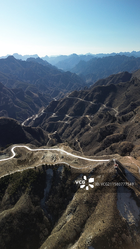 北京房山红井路自然风光 | 群山中的公路风光图片素材
