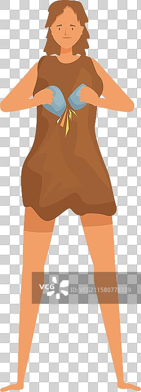 穿着动物皮肤衣服的女人正在生火图片素材