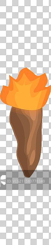 燃烧的木制火把在黑暗中发出光亮图片素材