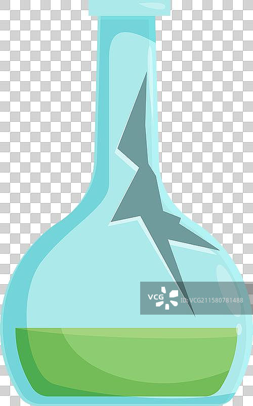 装有绿色液体的化学烧瓶破裂了图片素材