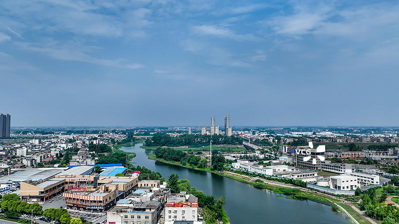 湖北天门市天门河两岸景色图片素材