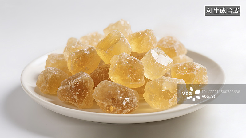 【AI数字艺术】盘中摆放的黄冰糖图片素材