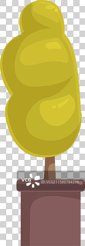 装饰性绿色圆形树木生长在花盆中图片素材