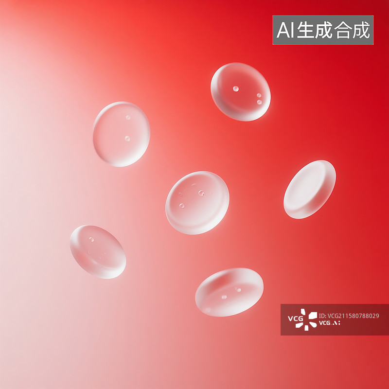 【AI数字艺术】3D渲染下漂浮的血小板模拟画面图片素材